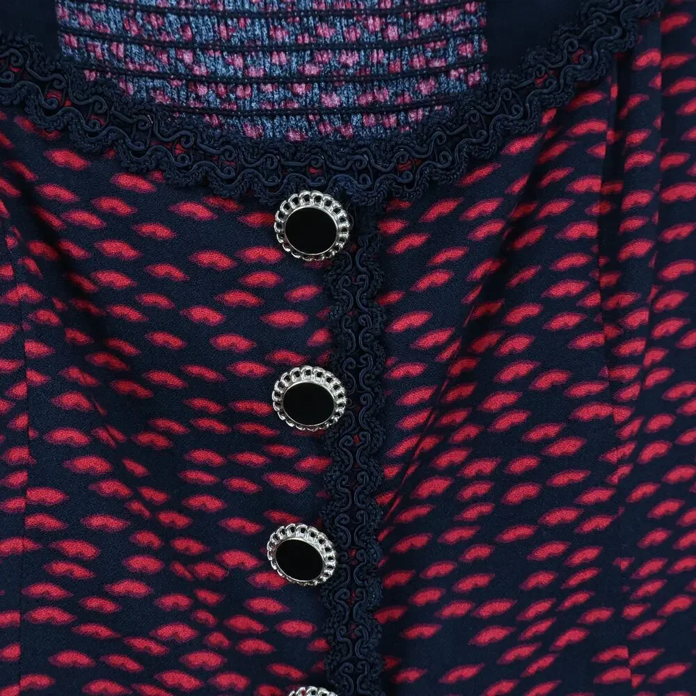 Reformation Nikky Lace Trim Top French Kiss Red Black Size 4 - Picture 5 of 7